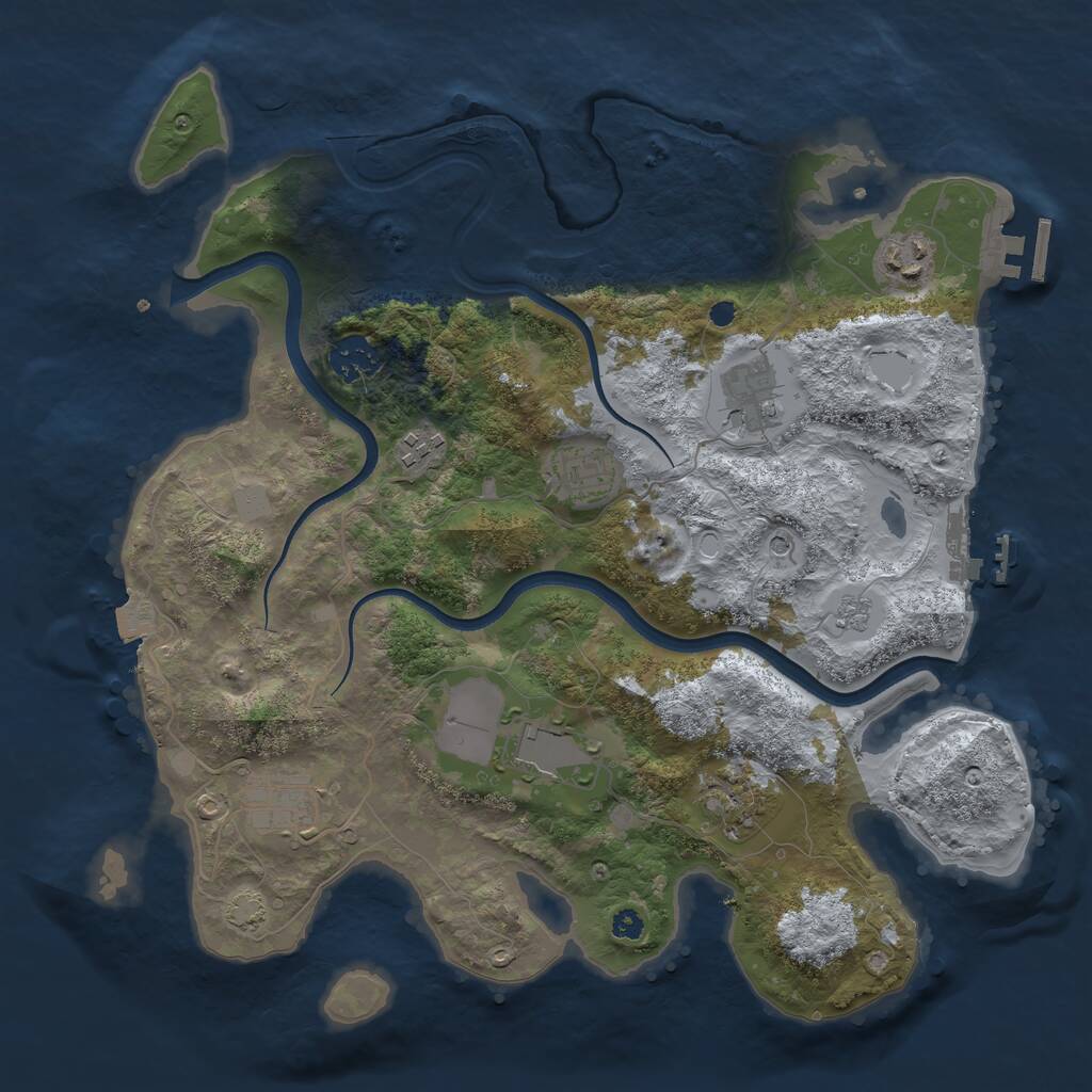 Rust Map: Procedural Map, Size: 3500, Seed: 2239043, 14 Monuments