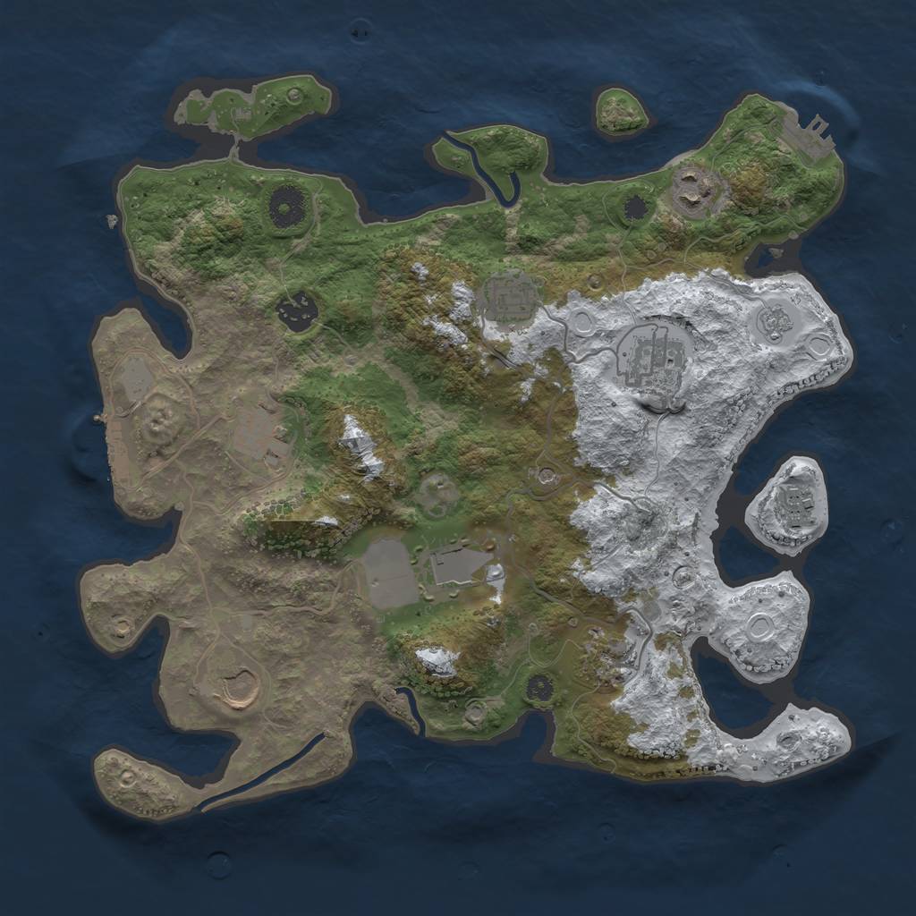 Rust Map: Procedural Map, Size: 3500, Seed: 3587589, 18 Monuments