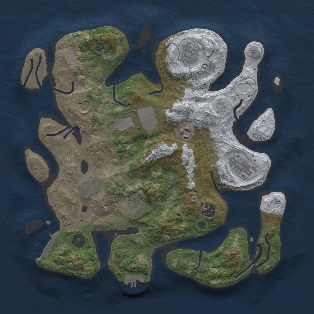 Rust Map: Procedural Map, Size: 3500, Seed: 1390431, 17 Monuments