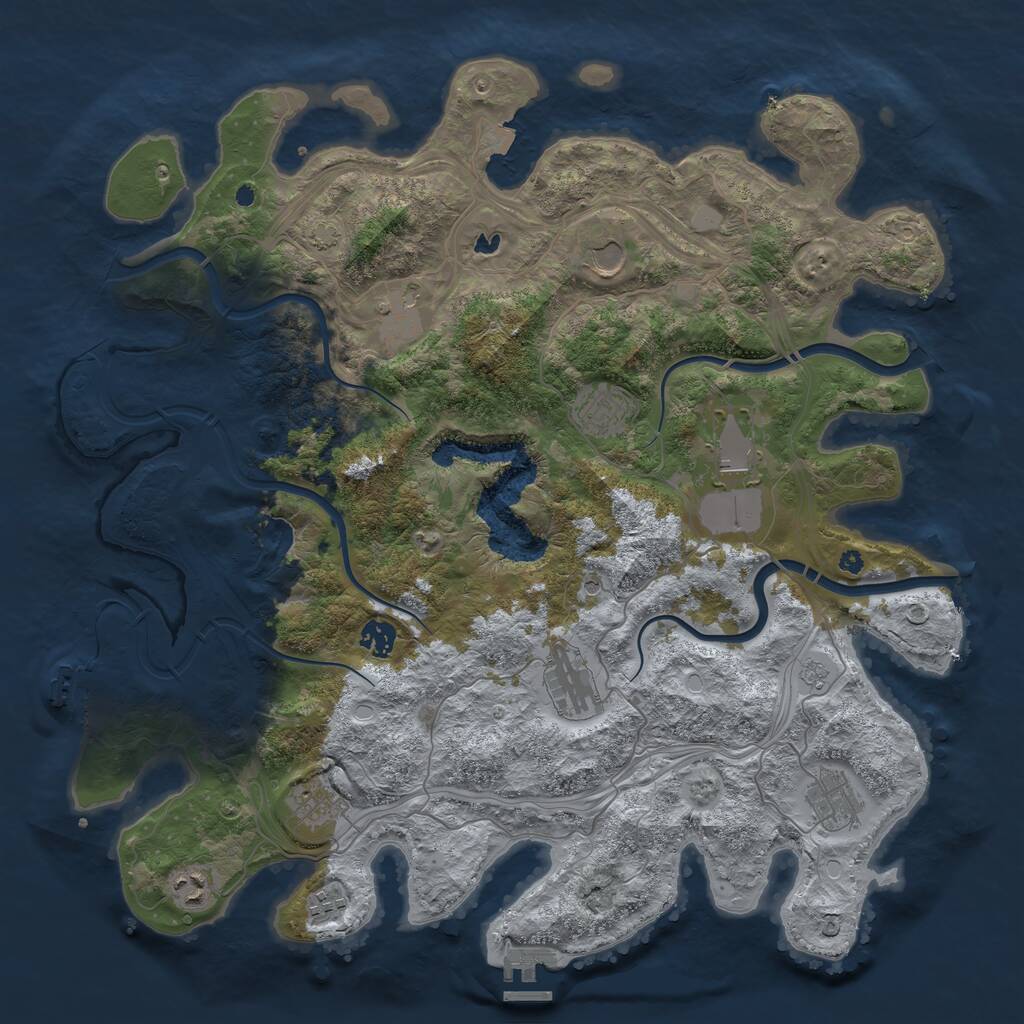 Rust Map: Procedural Map, Size: 4250, Seed: 2687452, 16 Monuments