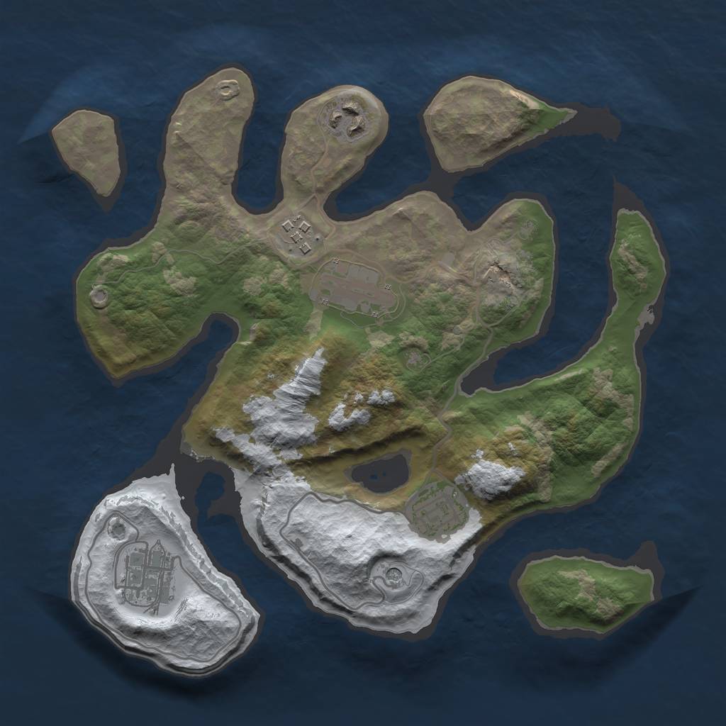Rust Map: Barren, Size: 2850, Seed: 2147483647, 8 Monuments