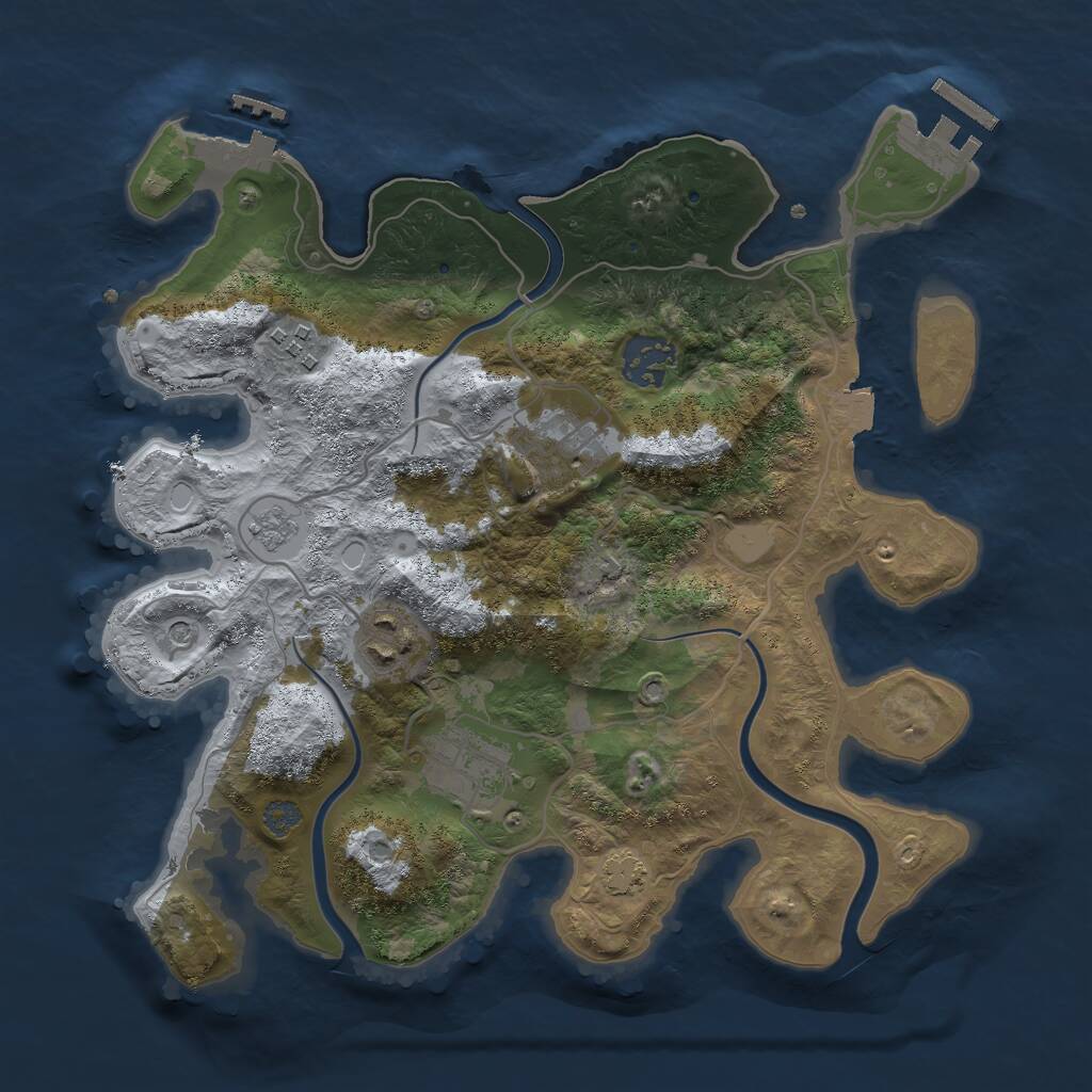 Rust Map: Procedural Map, Size: 3000, Seed: 943260, 13 Monuments