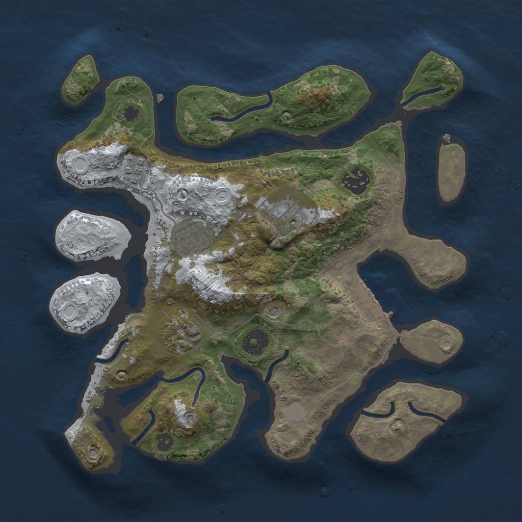 Rust Map: Procedural Map, Size: 3000, Seed: 943260, 12 Monuments