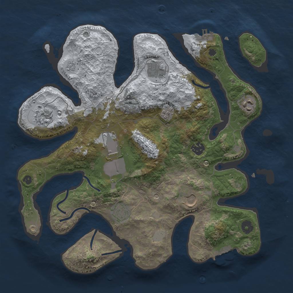 Rust Map: Procedural Map, Size: 3500, Seed: 5284461, 17 Monuments
