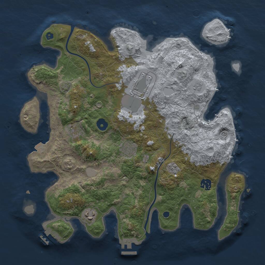 Rust Map: Procedural Map, Size: 3500, Seed: 5560428, 12 Monuments