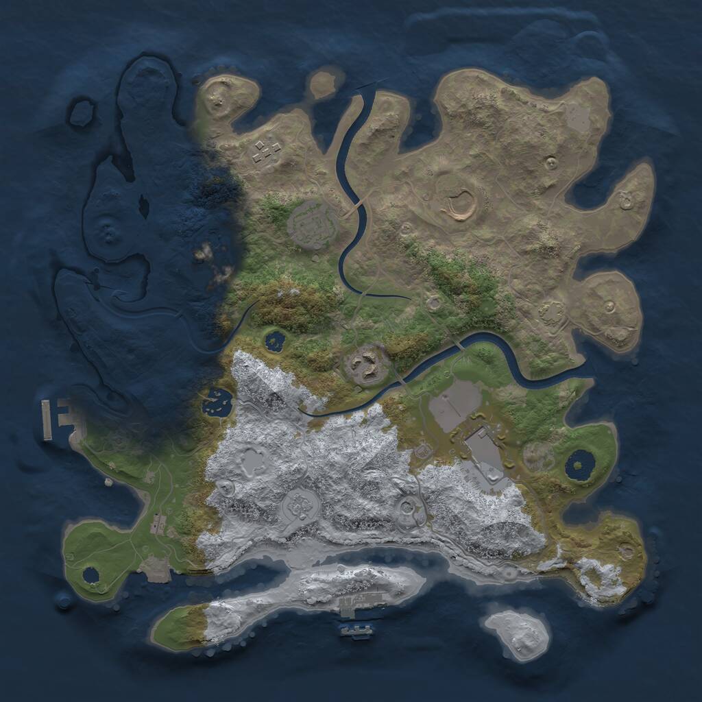 Rust Map: Procedural Map, Size: 3500, Seed: 4866329, 13 Monuments