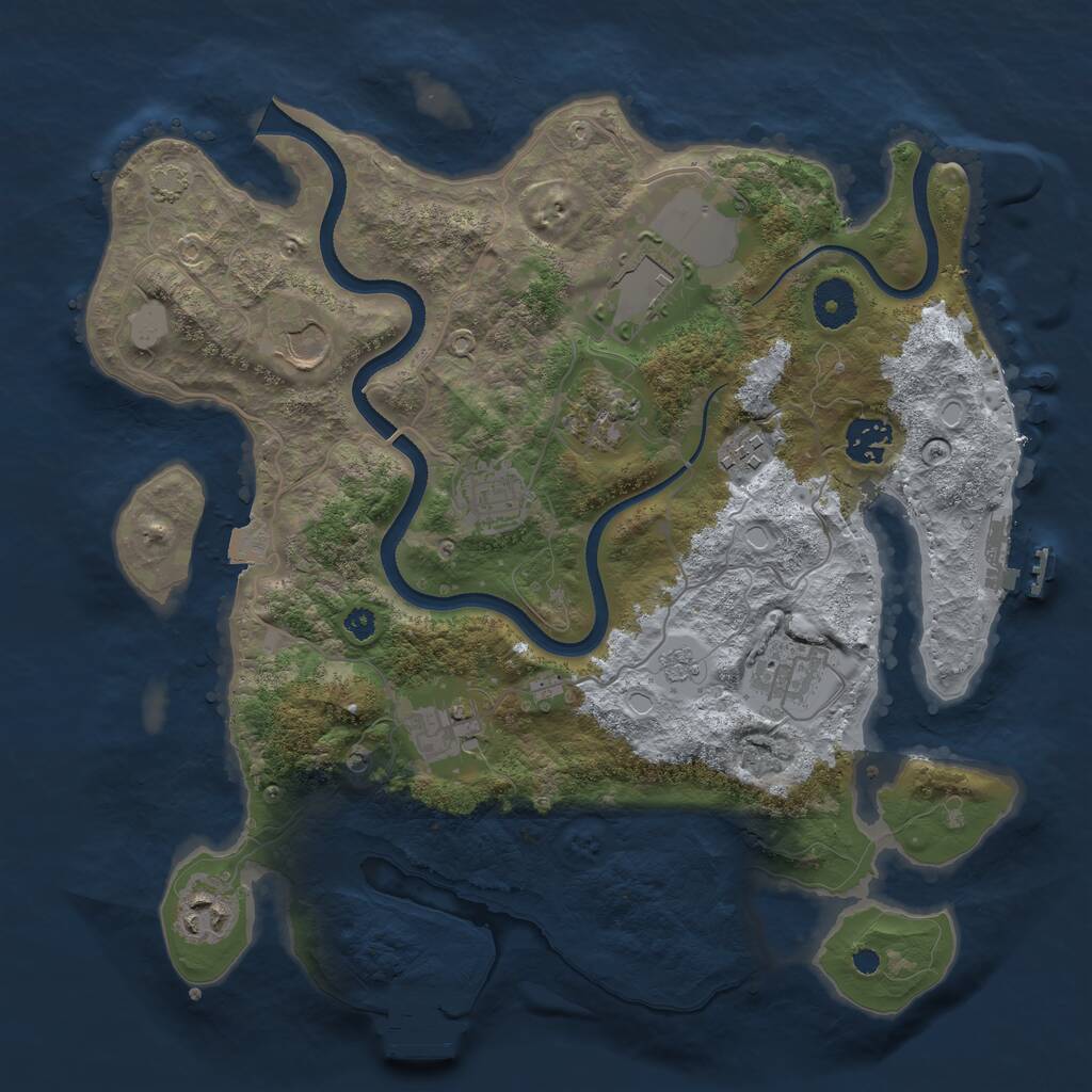 Rust Map: Procedural Map, Size: 3500, Seed: 1628876, 15 Monuments