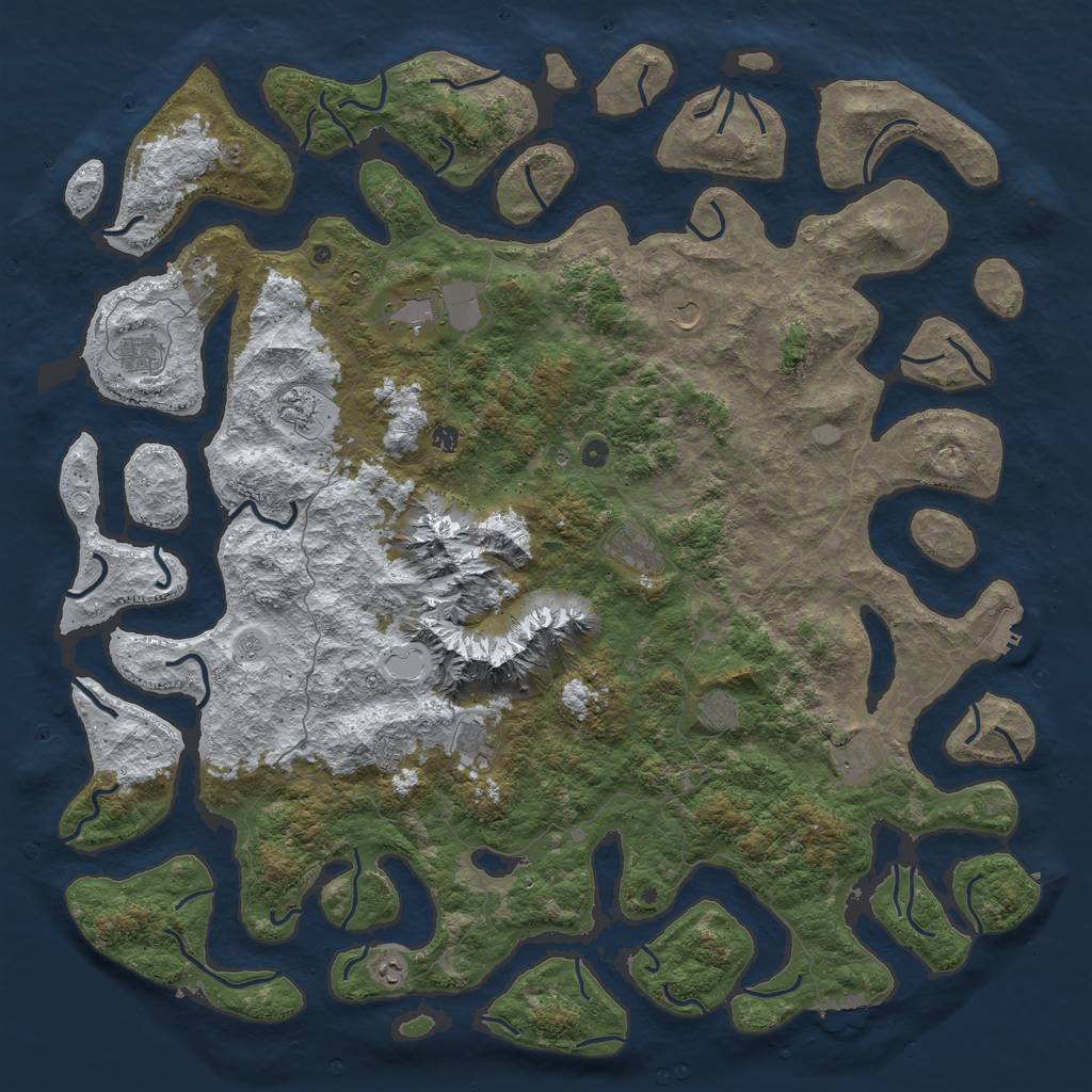 Rust Map: Procedural Map, Size: 6000, Seed: 54545, 20 Monuments