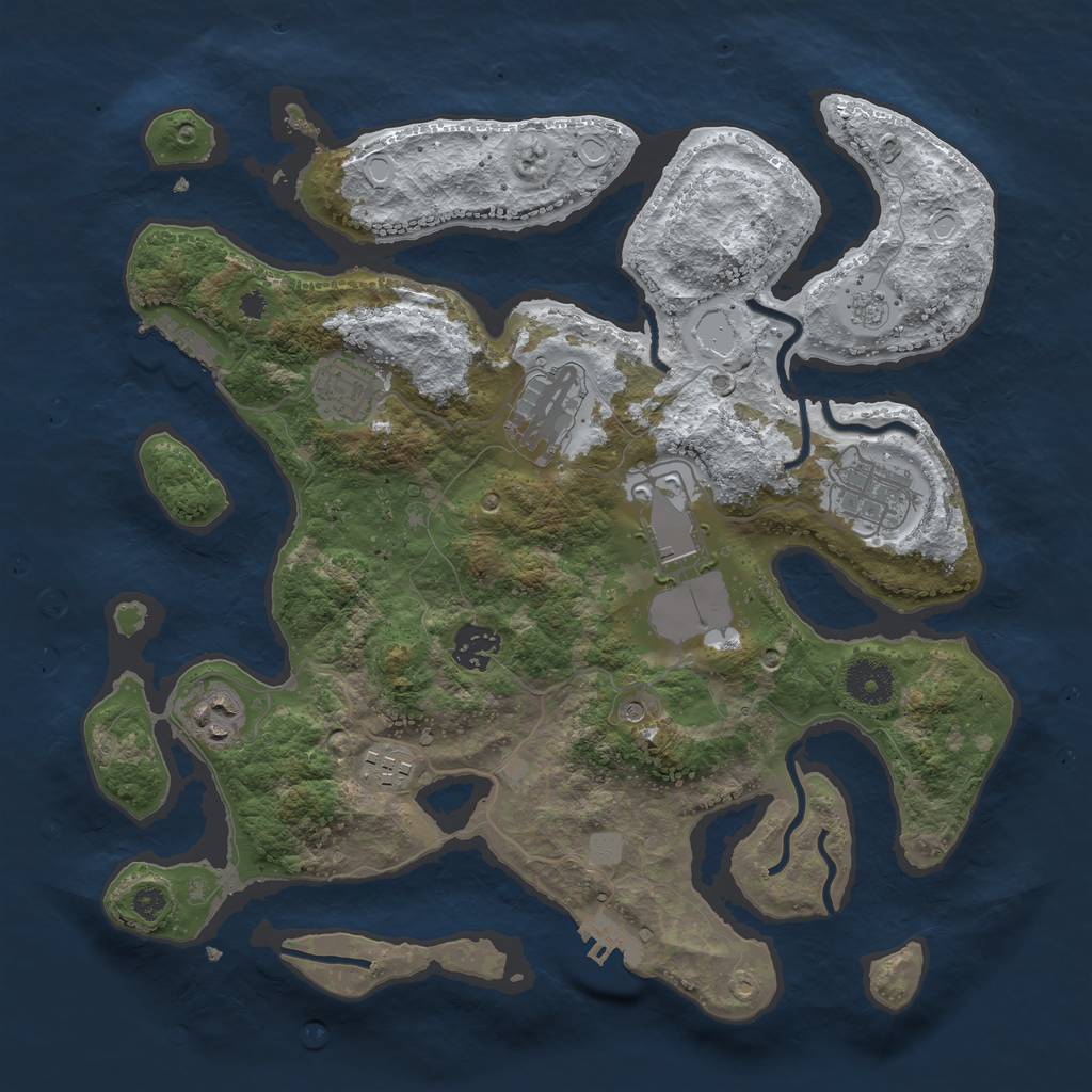 Rust Map: Procedural Map, Size: 3500, Seed: 406282, 16 Monuments