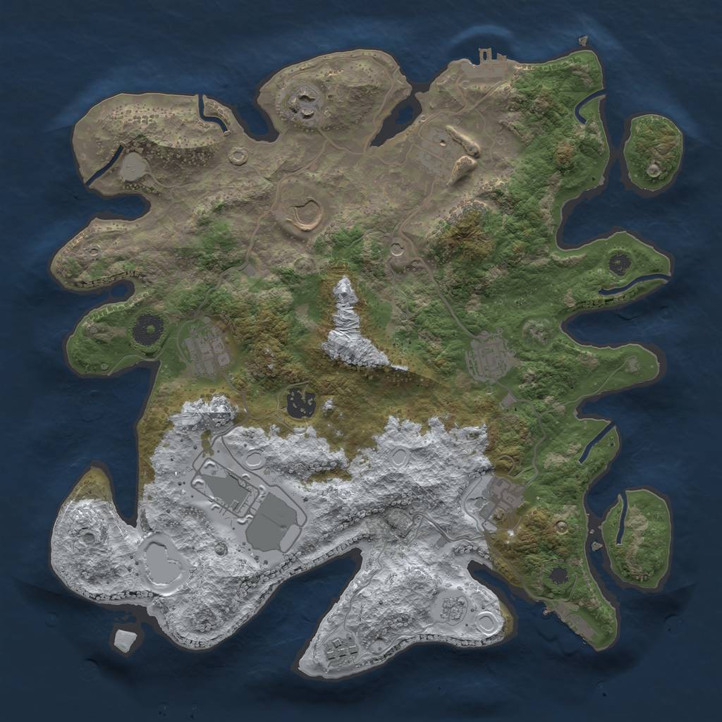 Rust Map: Procedural Map, Size: 3500, Seed: 1844515, 18 Monuments