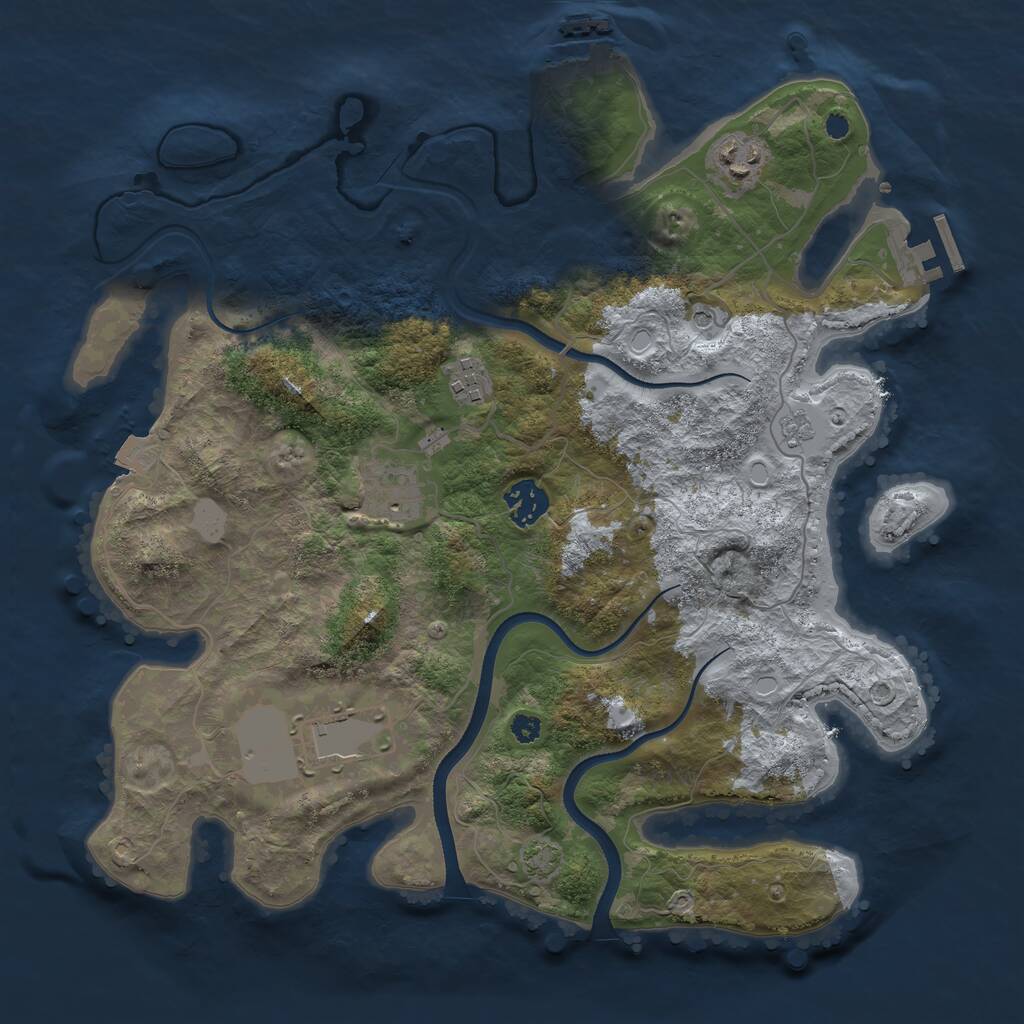 Rust Map: Procedural Map, Size: 3500, Seed: 4759852, 11 Monuments