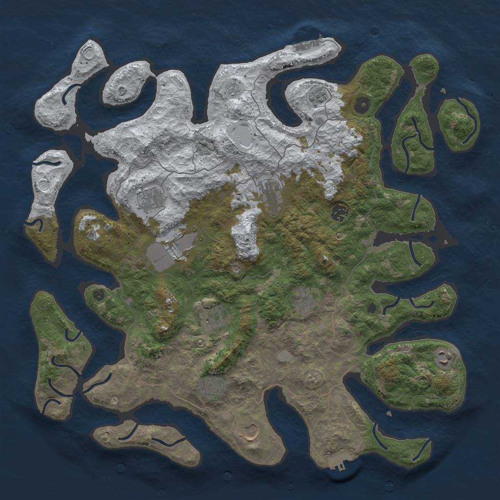 Rust Map: Procedural Map, Size: 4500, Seed: 5595981, 19 Monuments