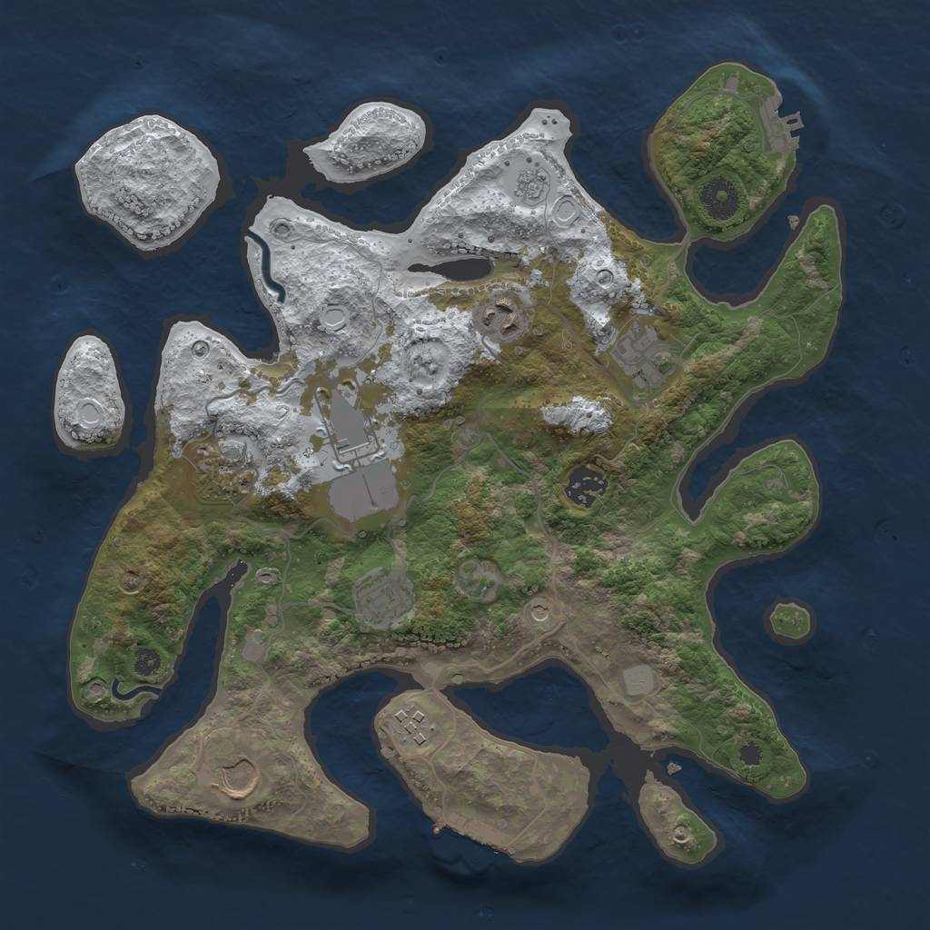 Rust Map: Procedural Map, Size: 3500, Seed: 355122, 17 Monuments