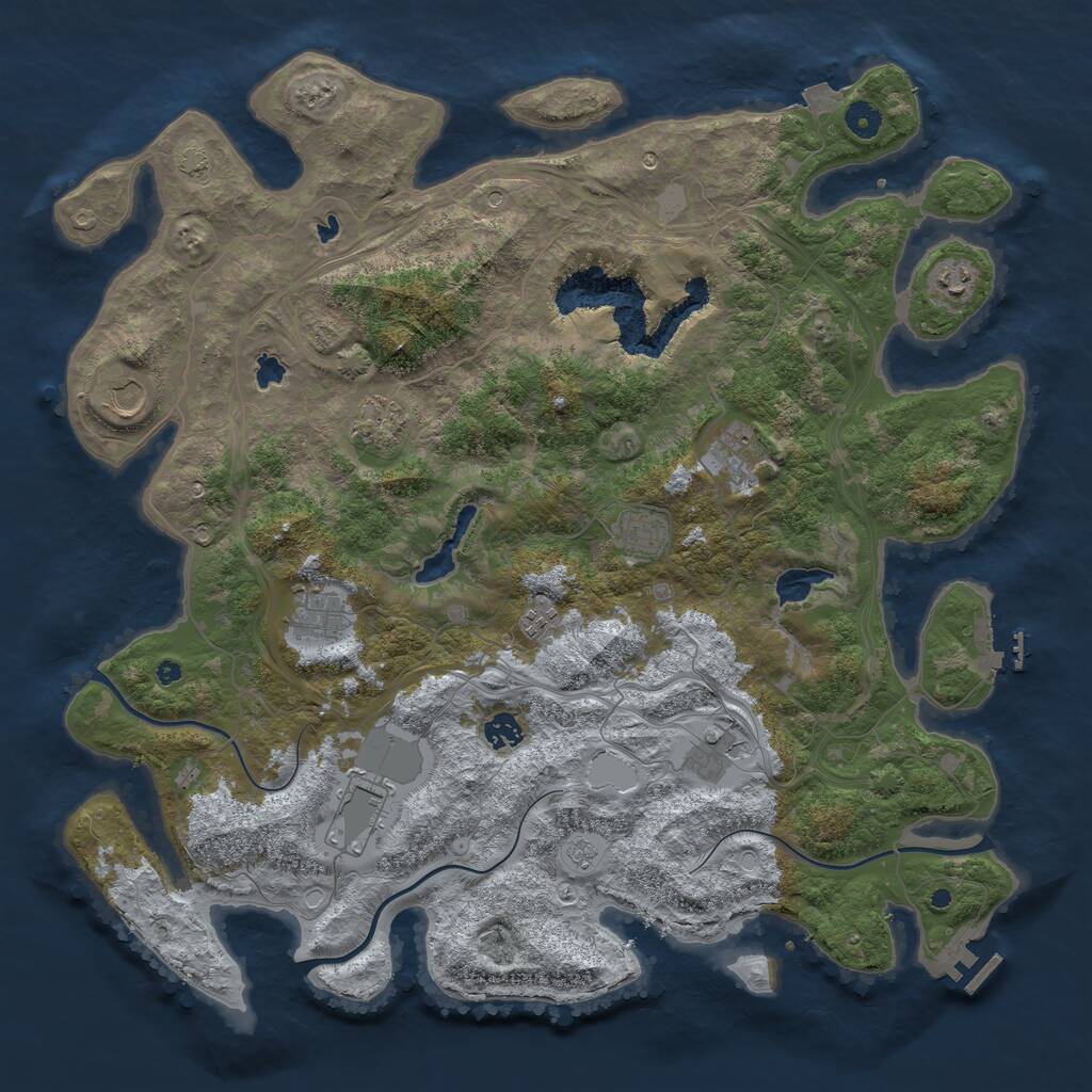 Rust Map: Procedural Map, Size: 4500, Seed: 2839541, 16 Monuments