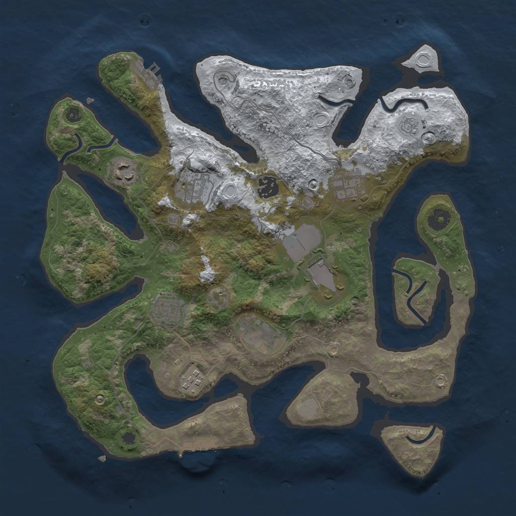 Rust Map: Procedural Map, Size: 3500, Seed: 2756936, 17 Monuments