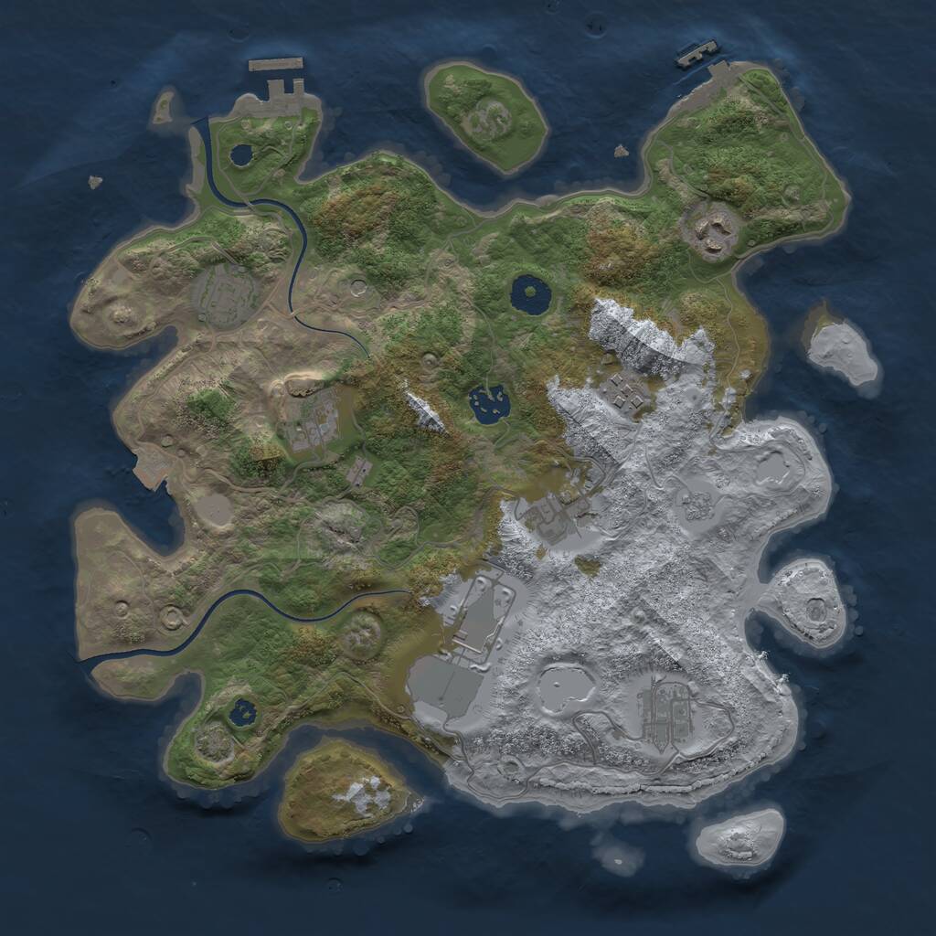 Rust Map: Procedural Map, Size: 3500, Seed: 6159005, 14 Monuments