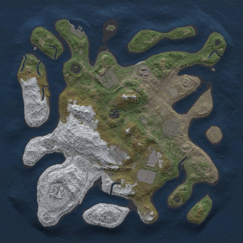 Rust Map: Procedural Map, Size: 3500, Seed: 3086593, 16 Monuments