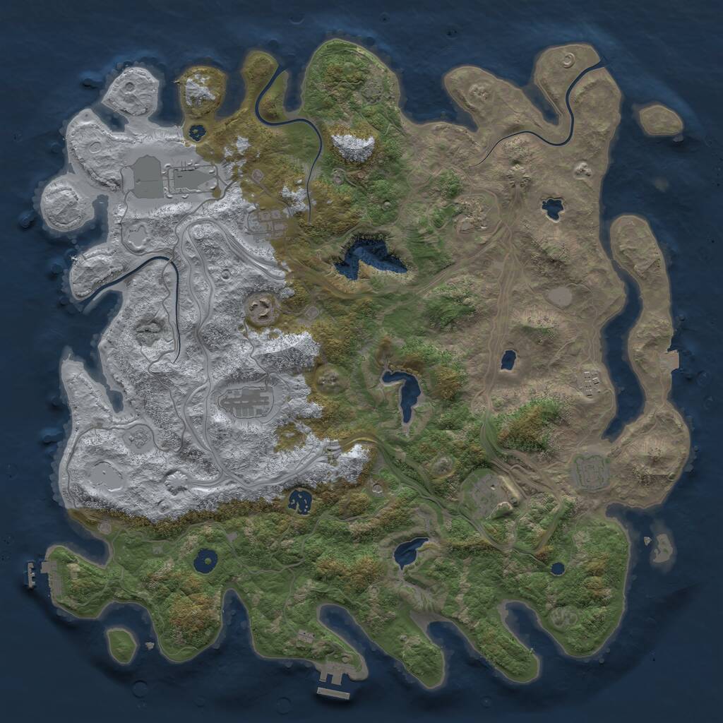 Rust Map: Procedural Map, Size: 4500, Seed: 5180374, 15 Monuments