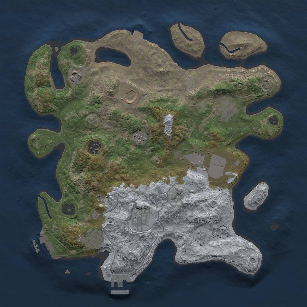 Rust Map: Procedural Map, Size: 3500, Seed: 3763484, 16 Monuments