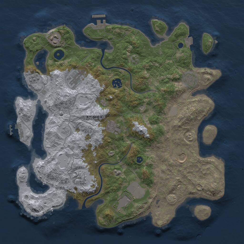 Rust Map: Procedural Map, Size: 3700, Seed: 1318899, 15 Monuments