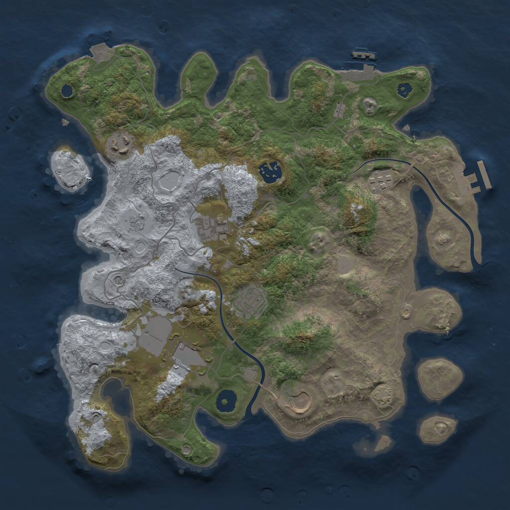 Rust Map: Procedural Map, Size: 3500, Seed: 2226668, 13 Monuments