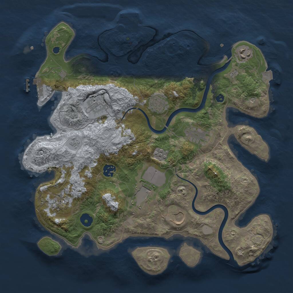 Rust Map: Procedural Map, Size: 3500, Seed: 2887931, 15 Monuments