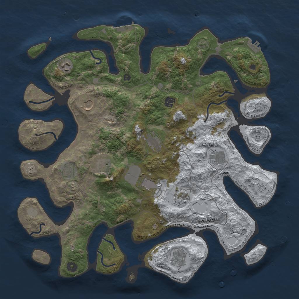 Rust Map: Procedural Map, Size: 4250, Seed: 2705277, 20 Monuments