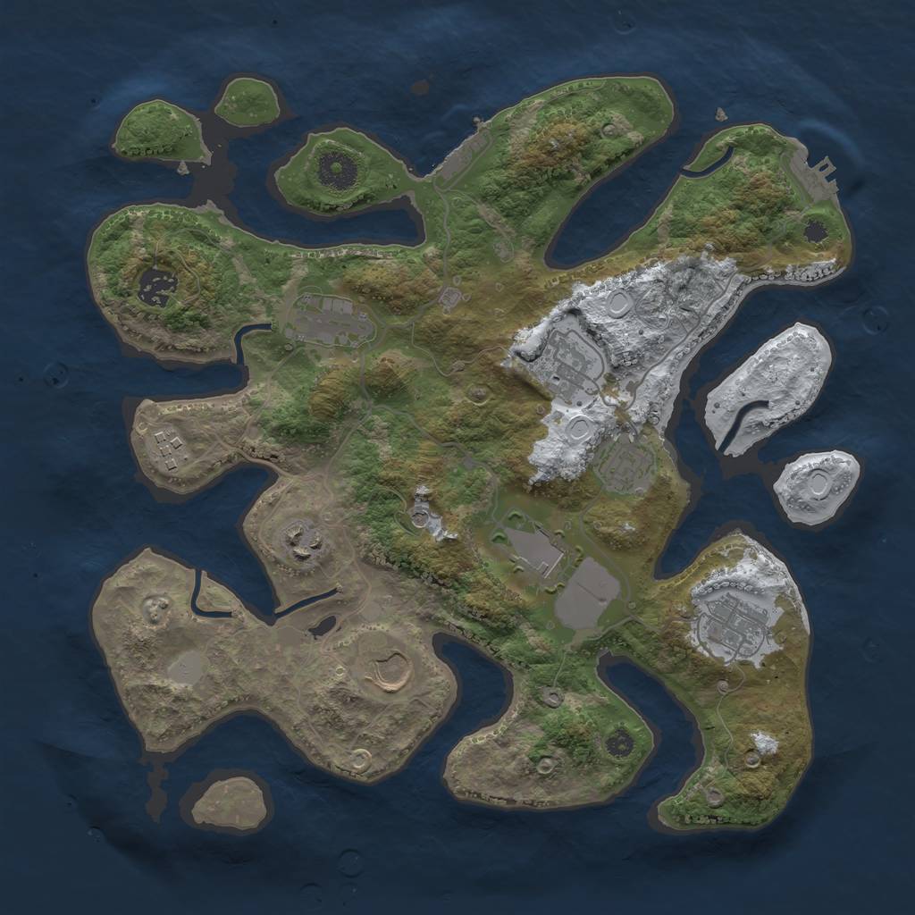 Rust Map: Procedural Map, Size: 3500, Seed: 1701666773, 17 Monuments