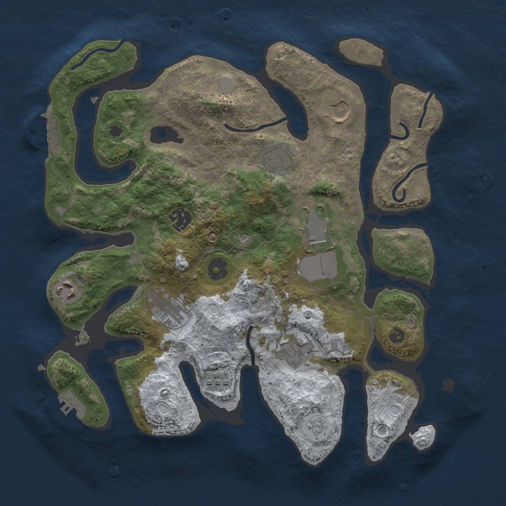 Rust Map: Procedural Map, Size: 3500, Seed: 836980, 17 Monuments
