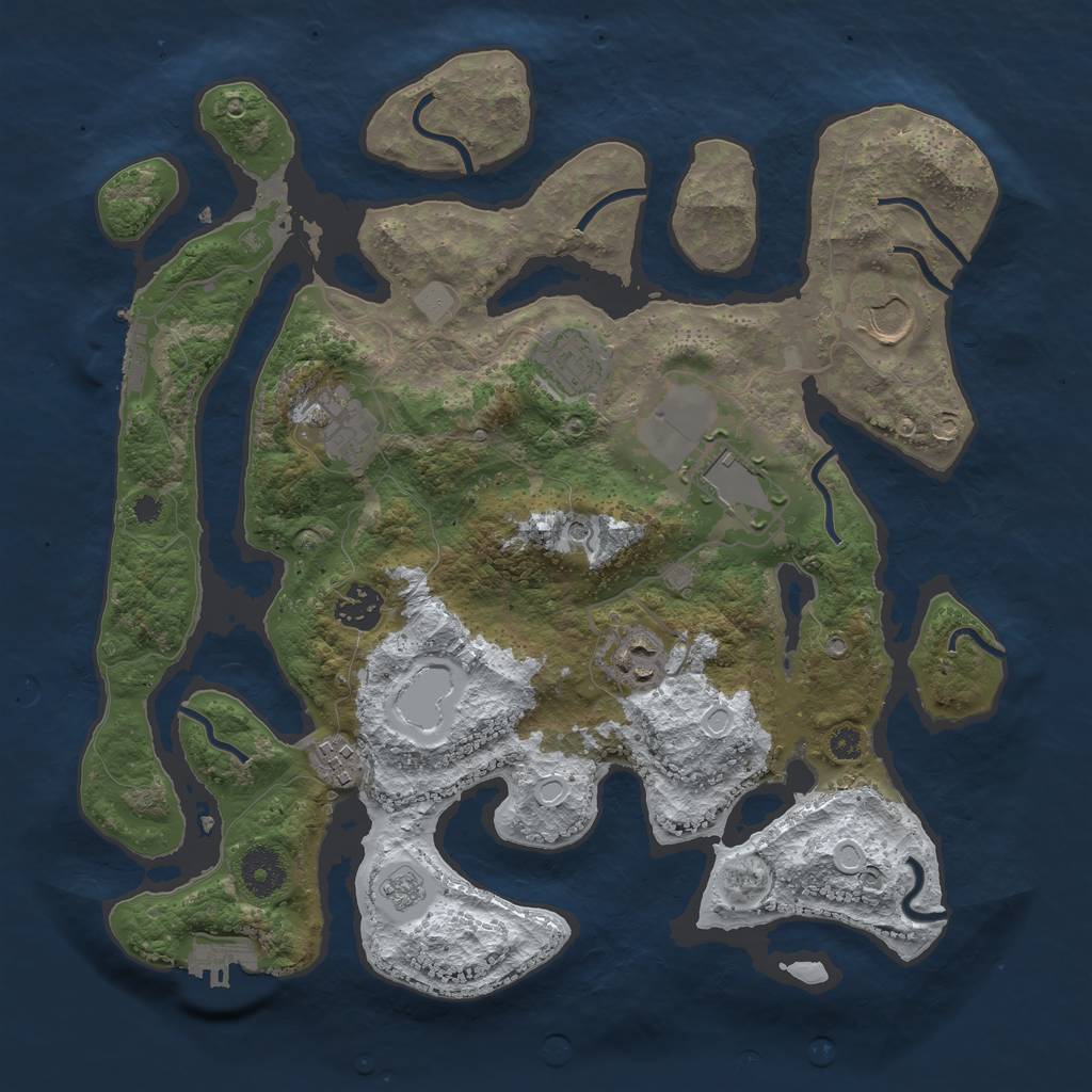 Rust Map: Procedural Map, Size: 3500, Seed: 4757057, 16 Monuments