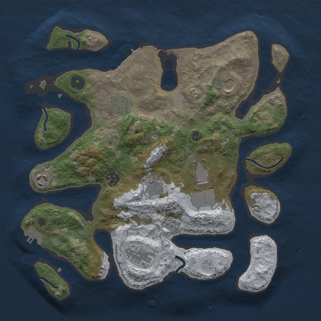 Rust Map: Procedural Map, Size: 3500, Seed: 6200386, 17 Monuments
