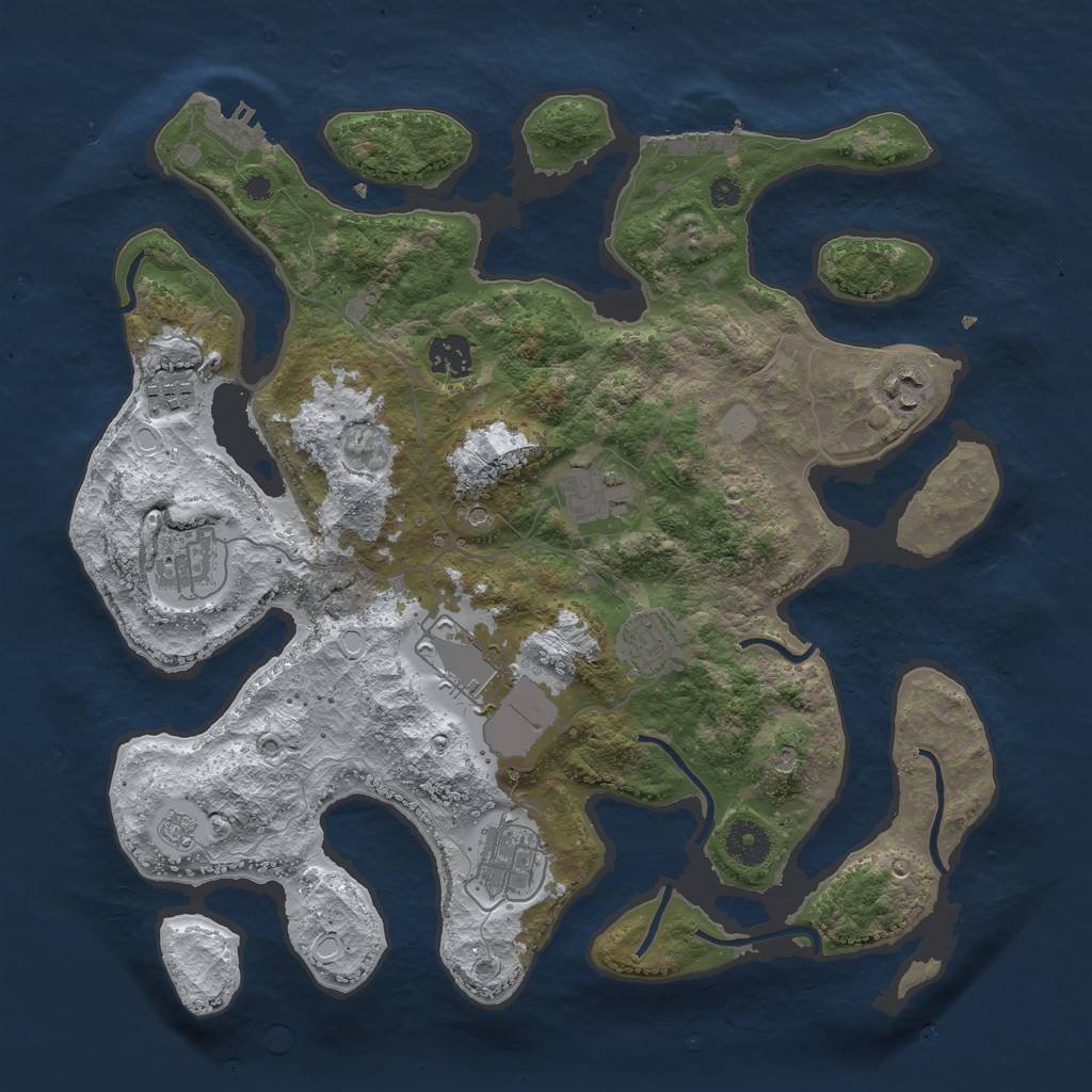 Rust Map: Procedural Map, Size: 3700, Seed: 2483447, 17 Monuments