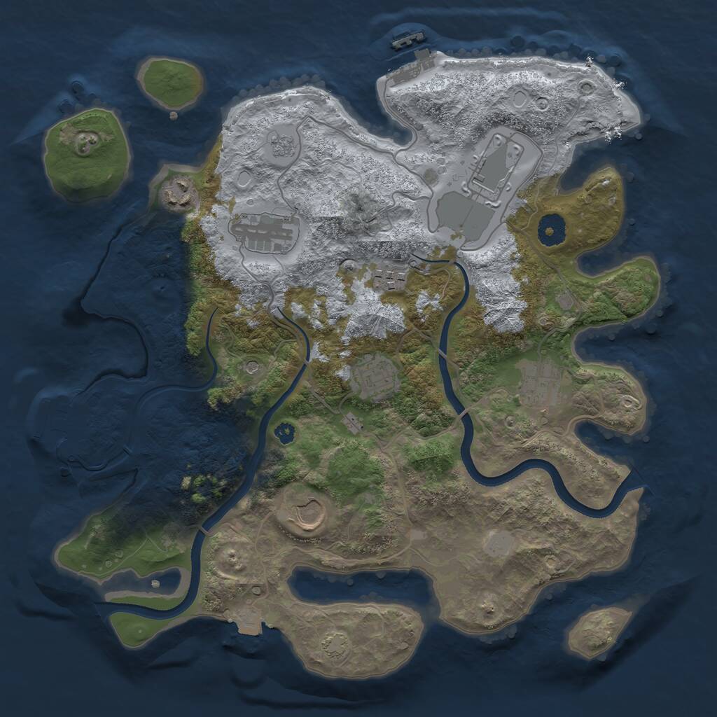 Rust Map: Procedural Map, Size: 3500, Seed: 393, 13 Monuments