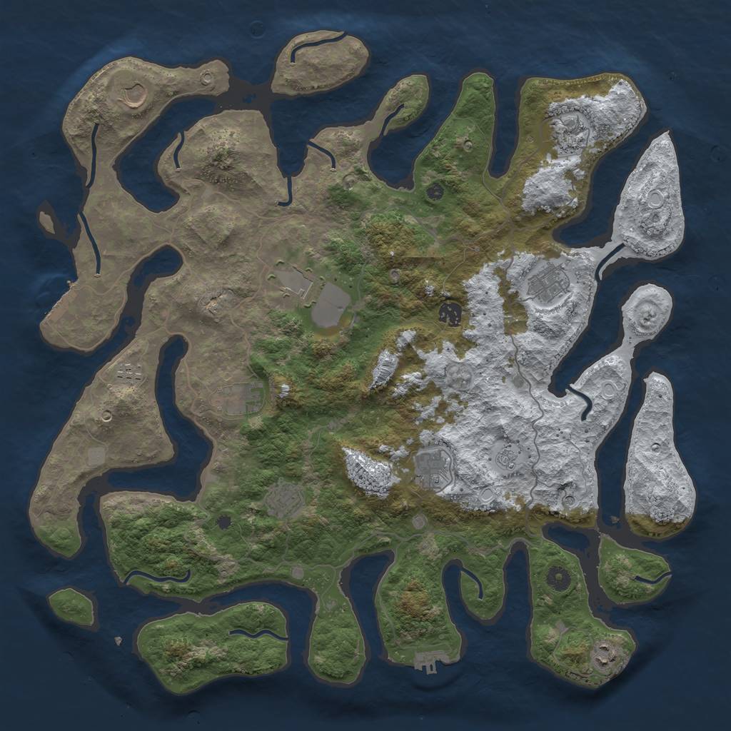 Rust Map: Procedural Map, Size: 4500, Seed: 626696, 19 Monuments