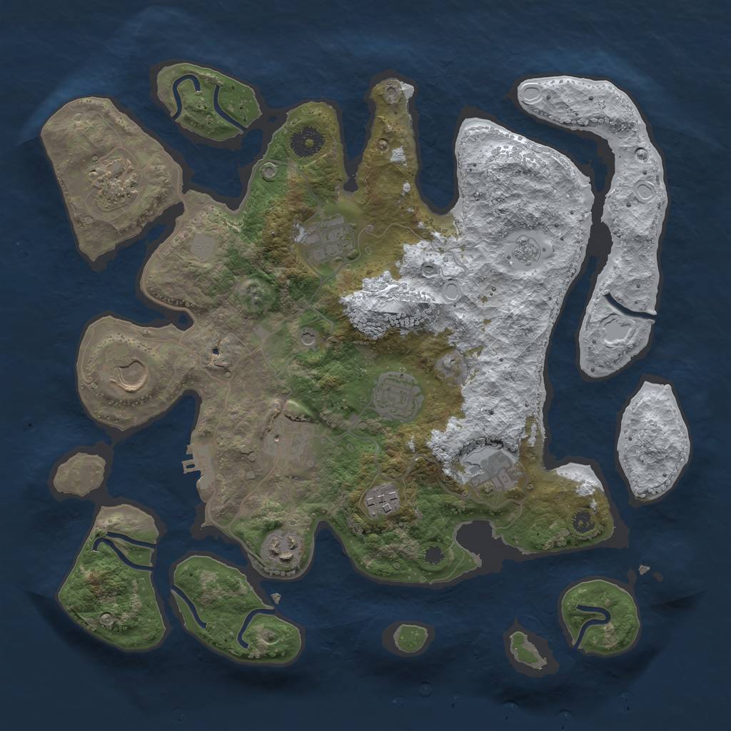 Rust Map: Procedural Map, Size: 3500, Seed: 5381901, 16 Monuments