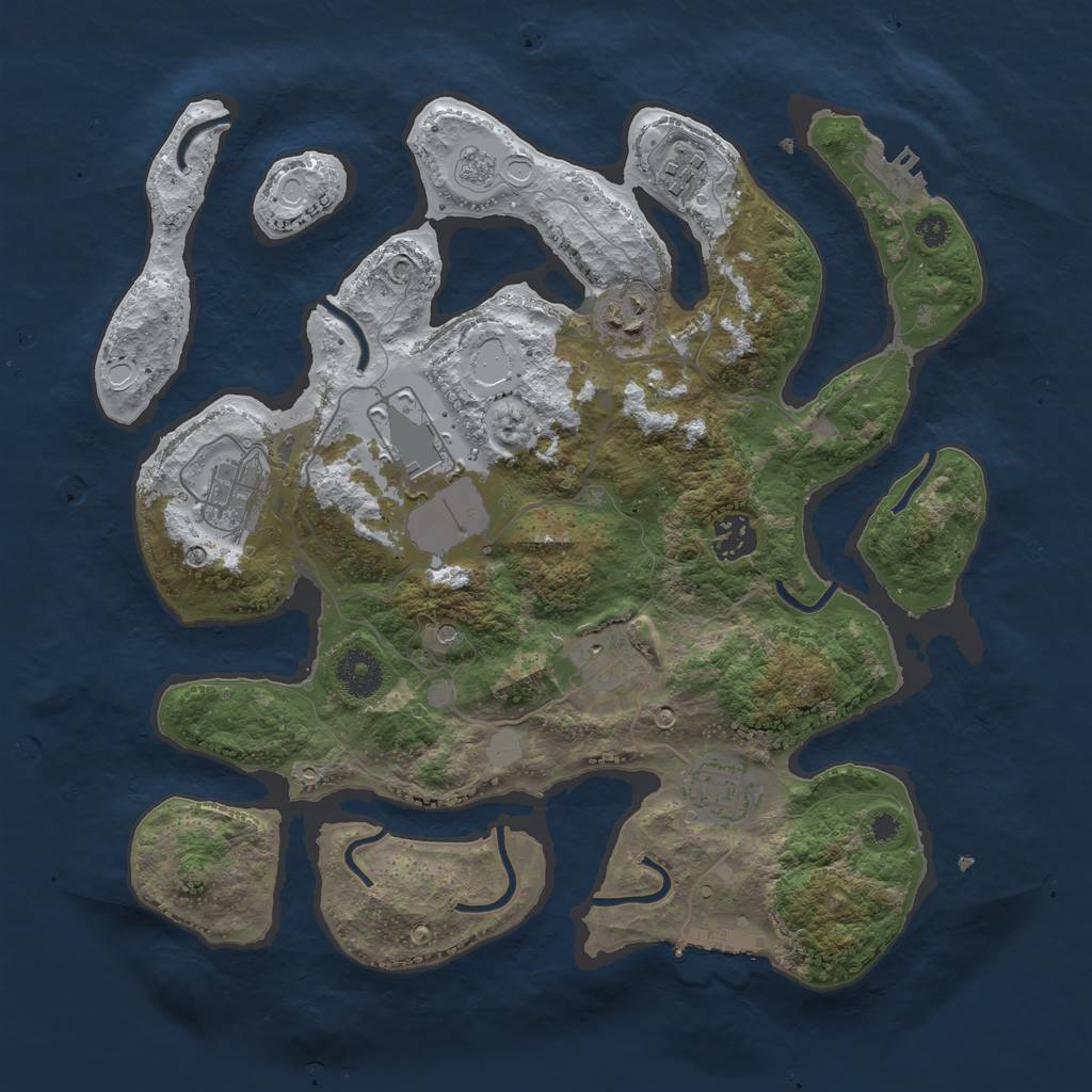 Rust Map: Procedural Map, Size: 3500, Seed: 158875, 16 Monuments