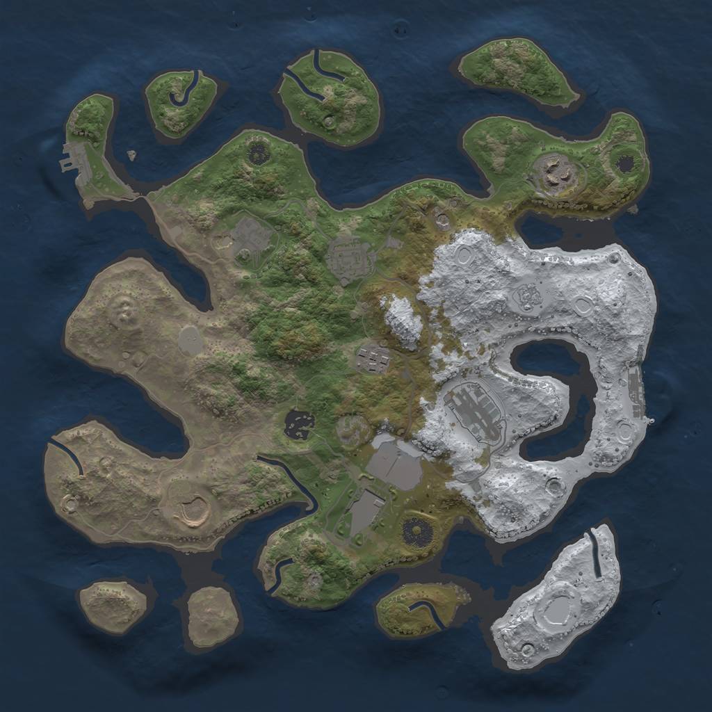 Rust Map: Procedural Map, Size: 3500, Seed: 4041100, 17 Monuments