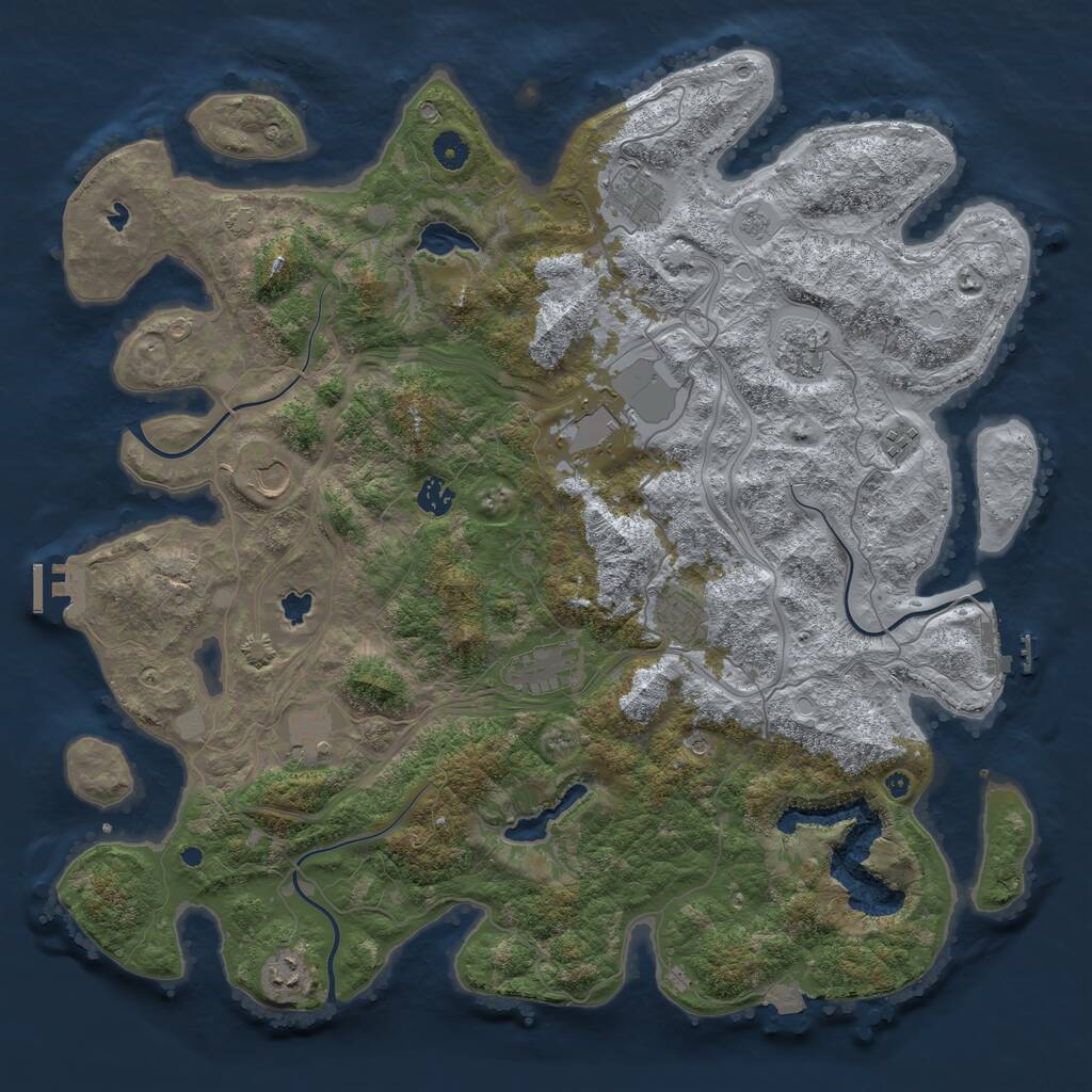 Rust Map: Procedural Map, Size: 4500, Seed: 4049047, 16 Monuments