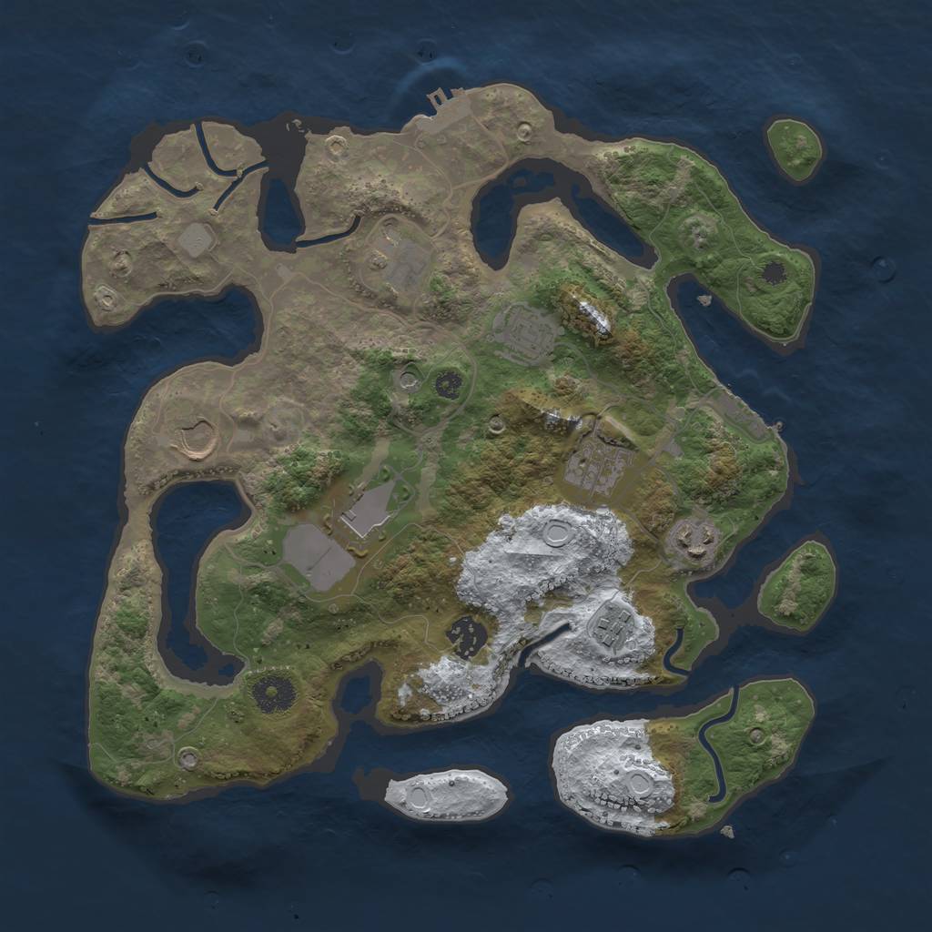 Rust Map: Procedural Map, Size: 3500, Seed: 6371346, 16 Monuments