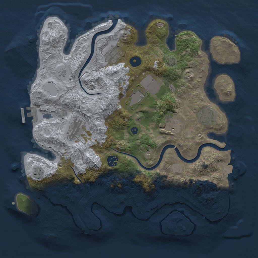 Rust Map: Procedural Map, Size: 3500, Seed: 5870468, 12 Monuments