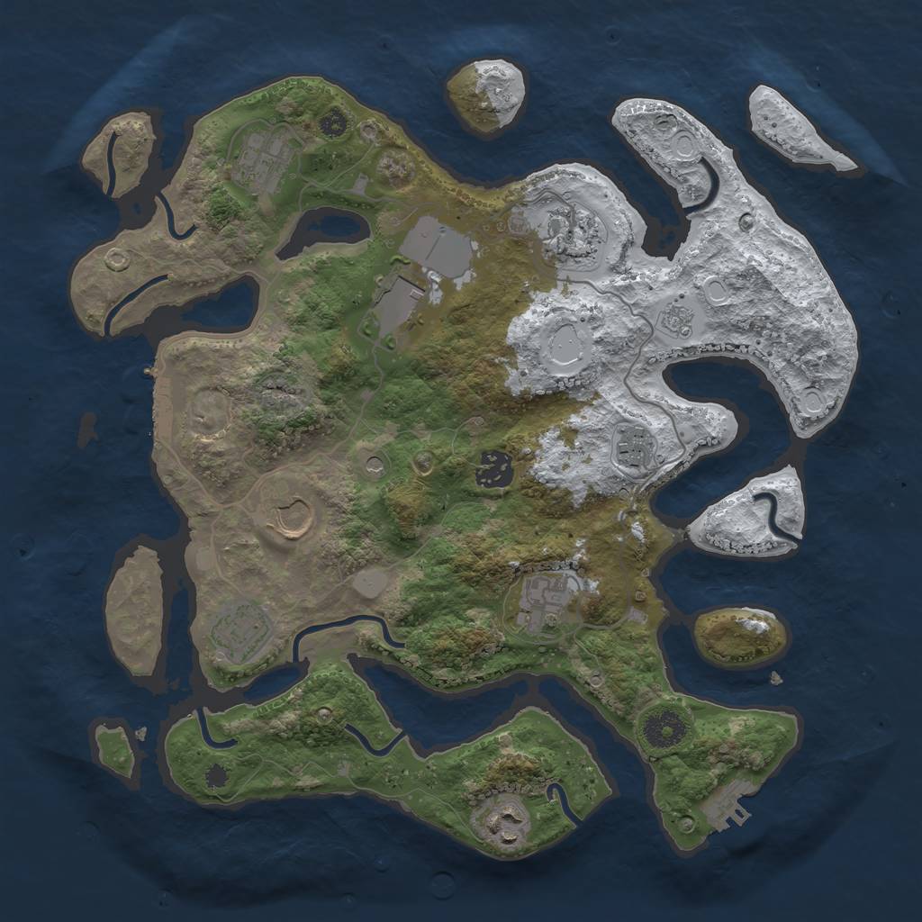 Rust Map: Procedural Map, Size: 3500, Seed: 153424, 18 Monuments