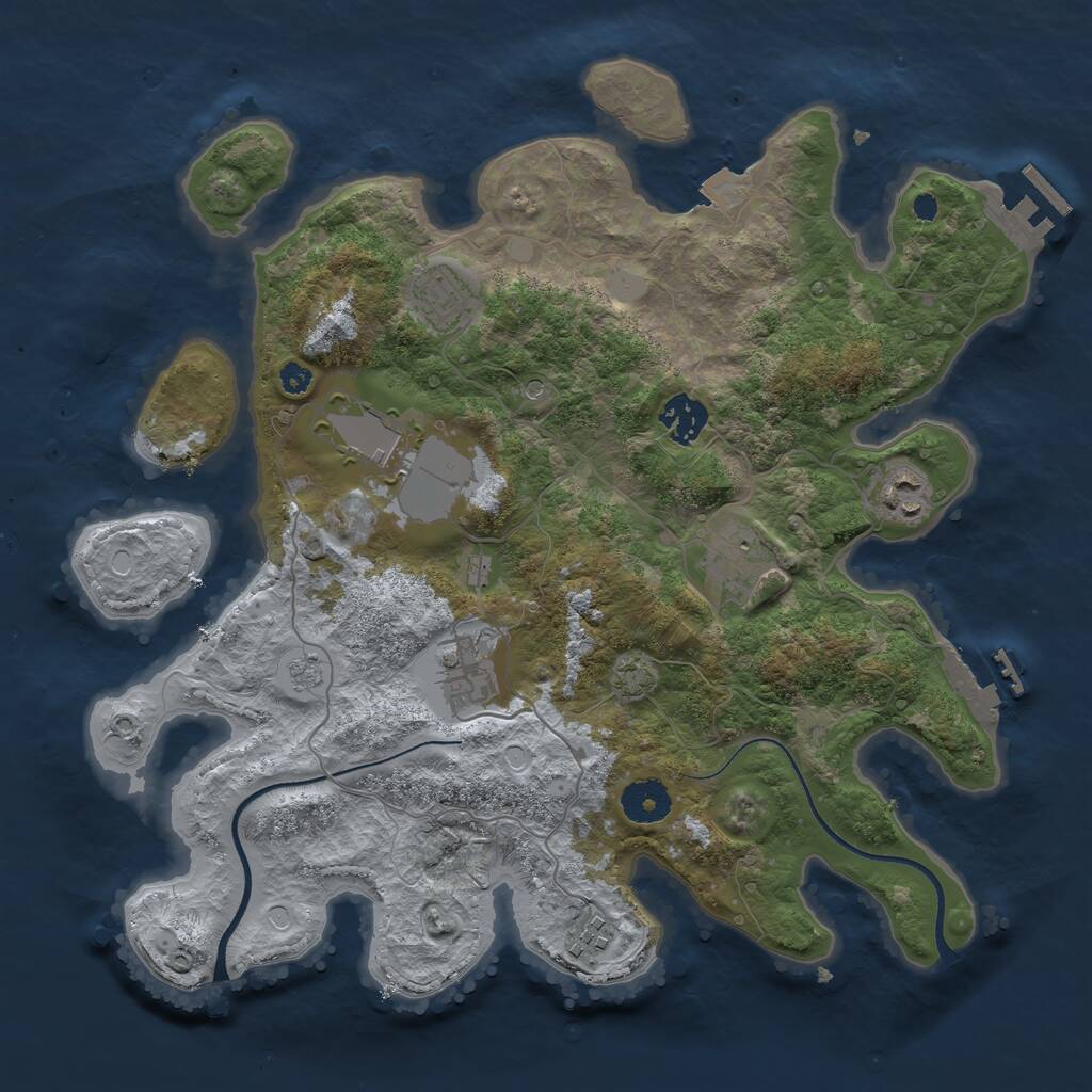 Rust Map: Procedural Map, Size: 3500, Seed: 6301161, 13 Monuments