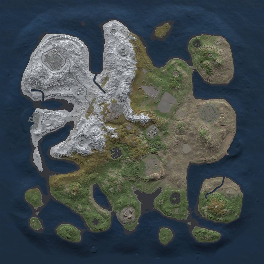 Rust Map: Procedural Map, Size: 3500, Seed: 360608, 17 Monuments