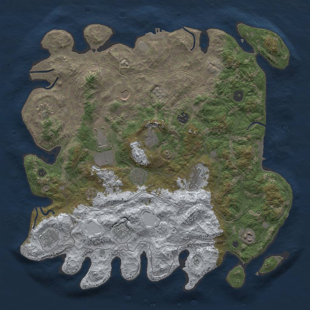 Rust Map: Procedural Map, Size: 4250, Seed: 4002693, 20 Monuments