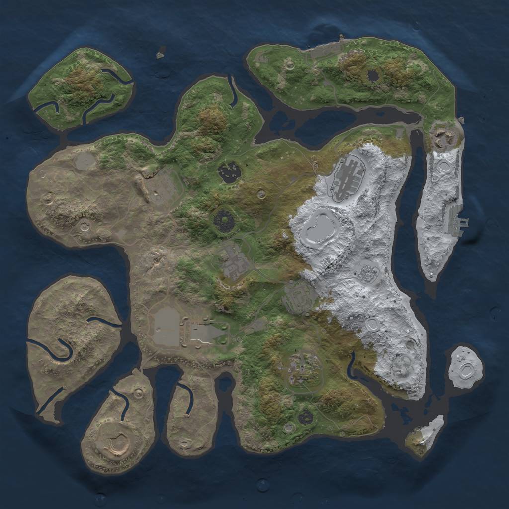Rust Map: Procedural Map, Size: 3550, Seed: 985455, 18 Monuments