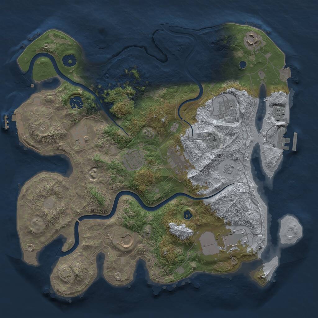 Rust Map: Procedural Map, Size: 3550, Seed: 985455, 15 Monuments