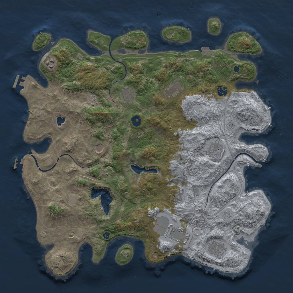 Rust Map: Procedural Map, Size: 4250, Seed: 3900649, 16 Monuments