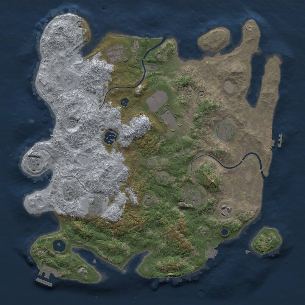 Rust Map: Procedural Map, Size: 3700, Seed: 28313, 14 Monuments