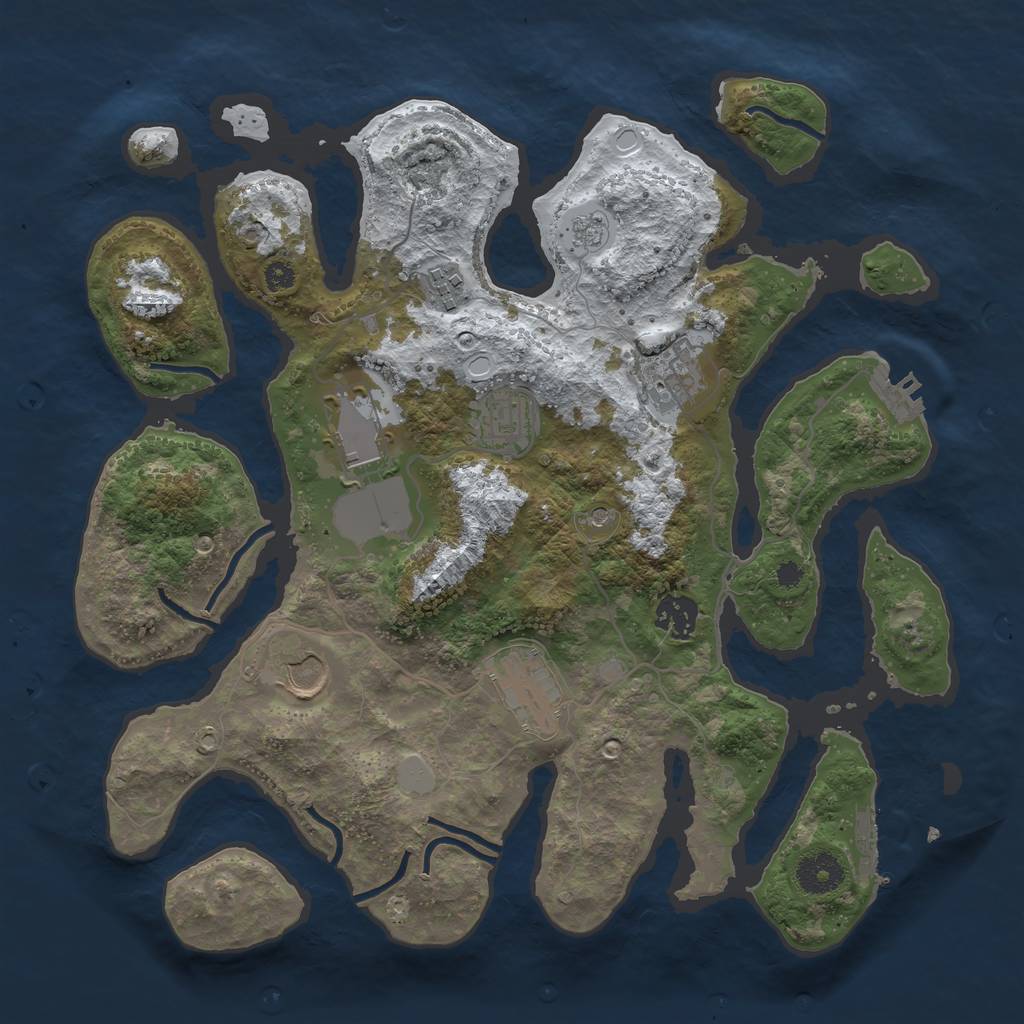 Rust Map: Procedural Map, Size: 3500, Seed: 6386187, 16 Monuments