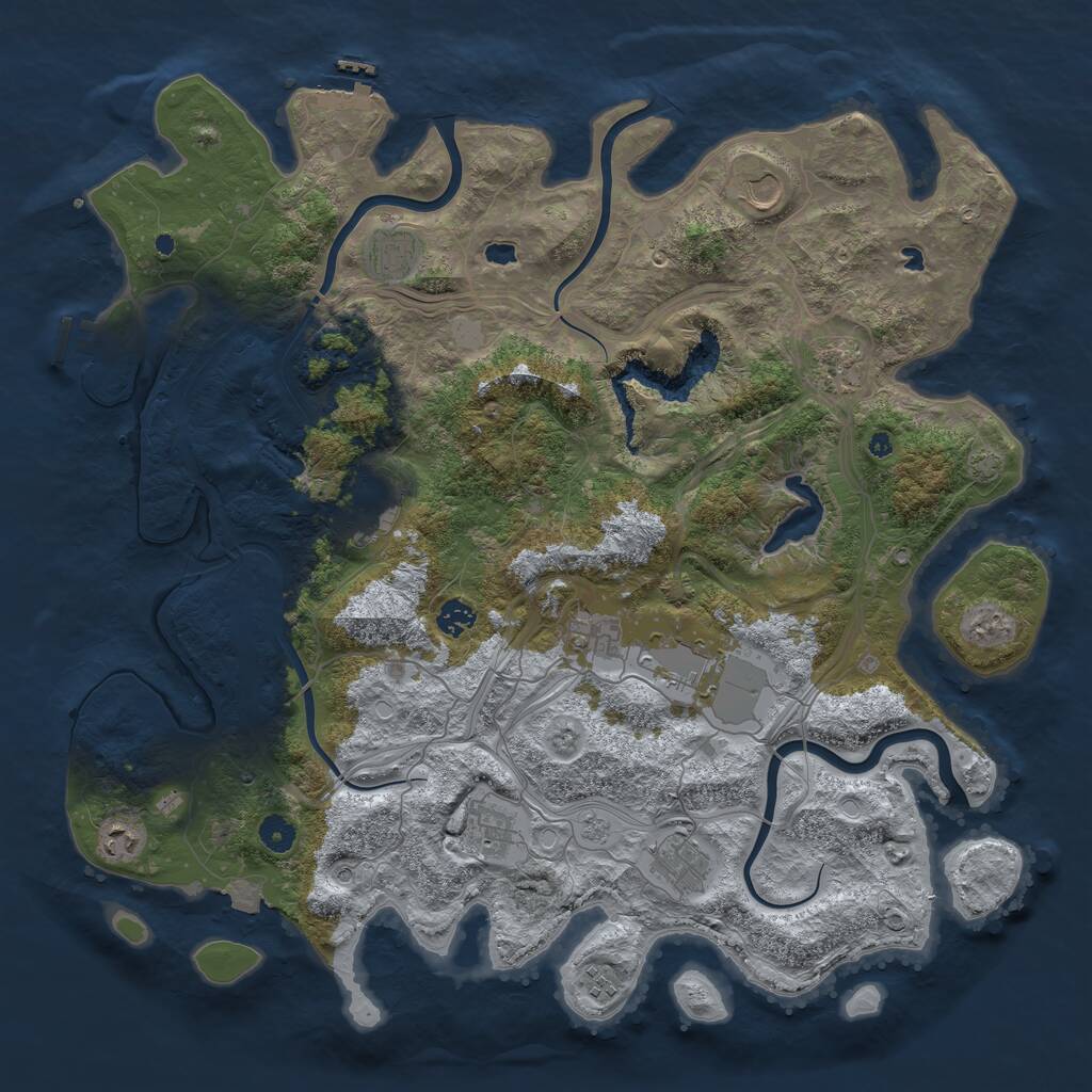 Rust Map: Procedural Map, Size: 4500, Seed: 905818, 17 Monuments